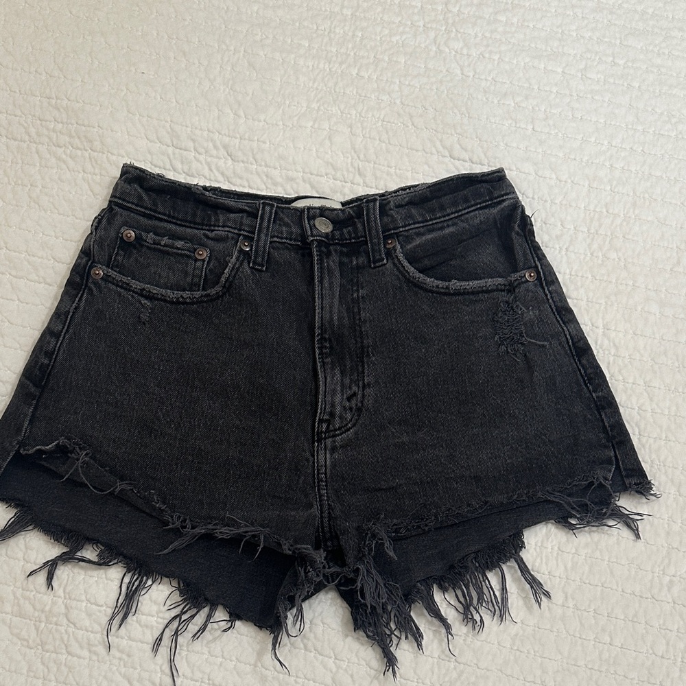 Abercrombie & Fitch Black Frayed Jean Shorts